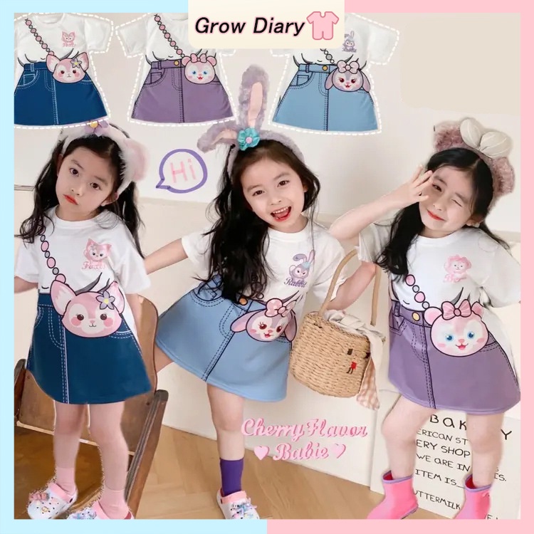 Đầm Cotton In Họa Tiết Hoạt Hình Phong Cách Hàn Quốc Xinh Xắn Cho Bé Gái 1-7 Tuổi