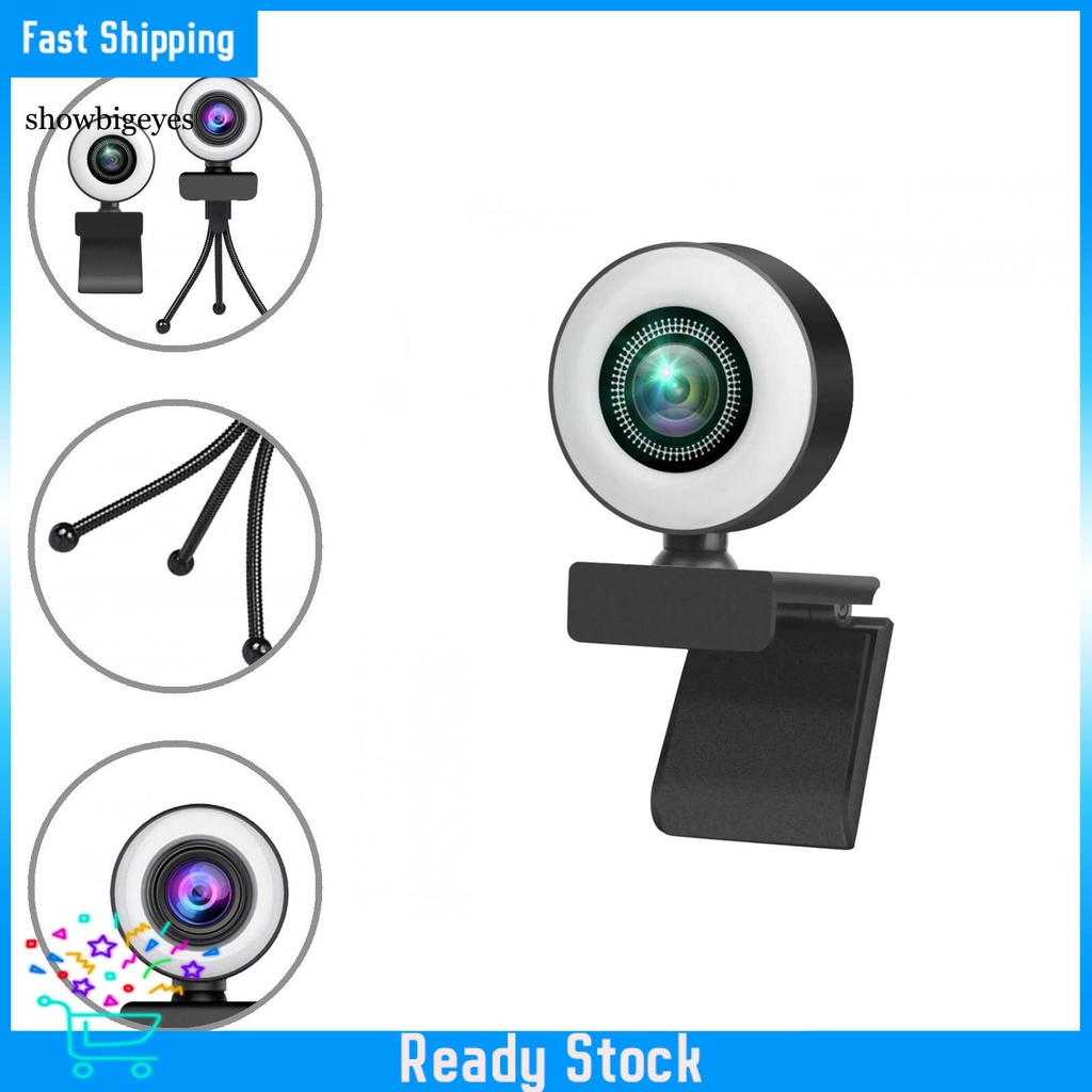 Webcam SGES độ phân giải cao 1080P/2K có thể điều chỉnh kèm micro cho máy tính