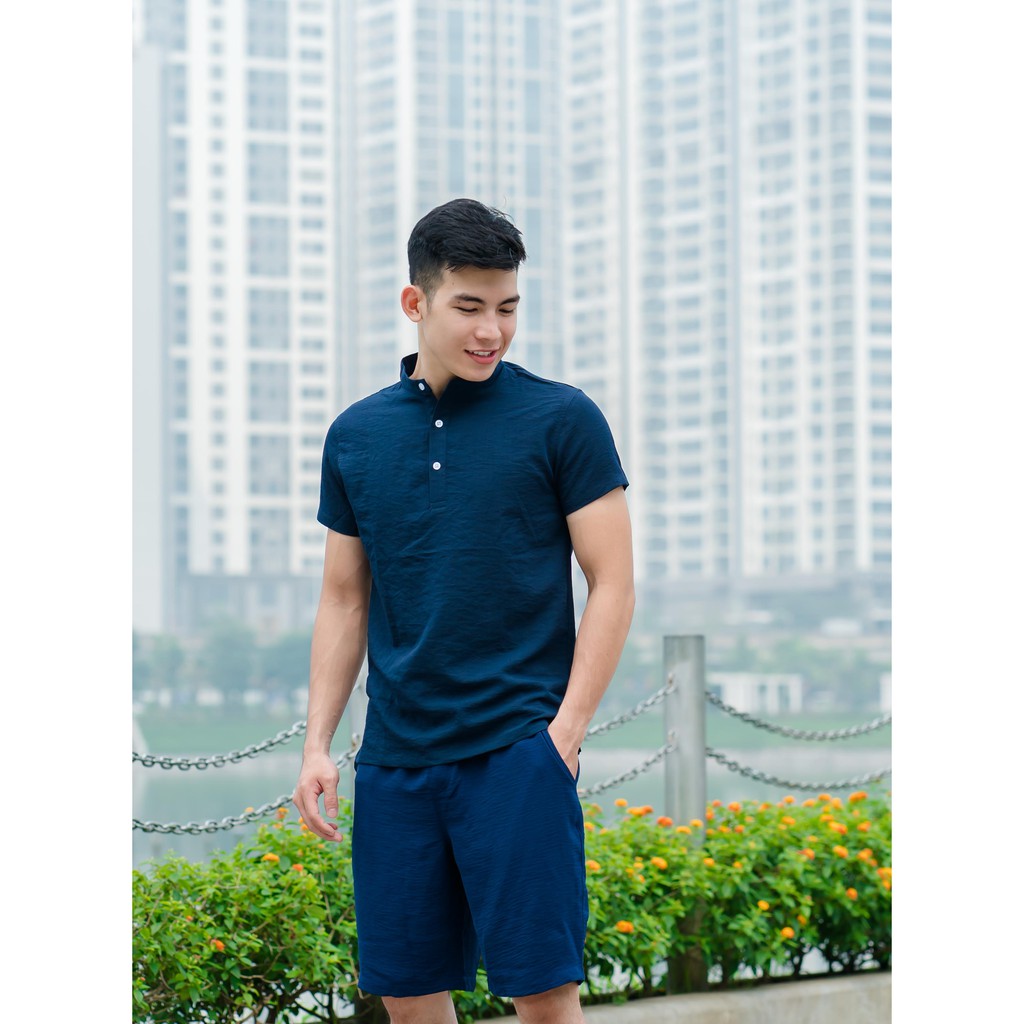 Áo Đũi Nam cổ tàu cộc tay chất đũi thái đẹp cao cấp FAVITI AD35 | BigBuy360 - bigbuy360.vn