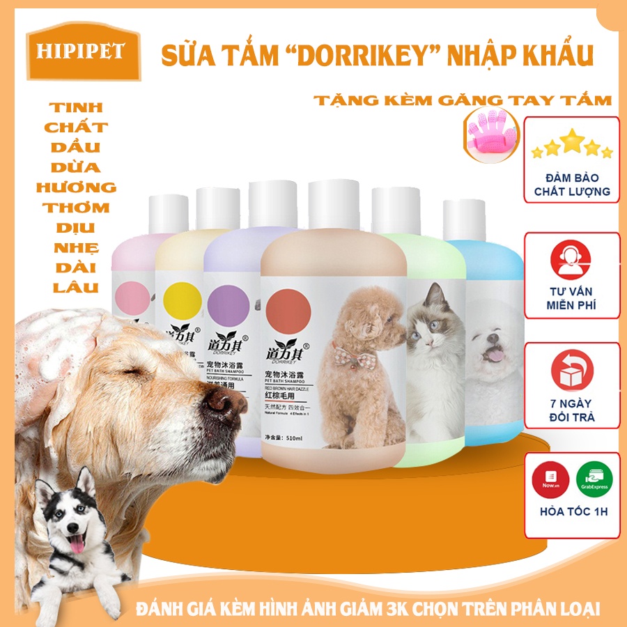 Sữa tắm cho chó DORRIKEY tinh chất dừa ngừa khuẩn trị bọ chét - loai 510ml