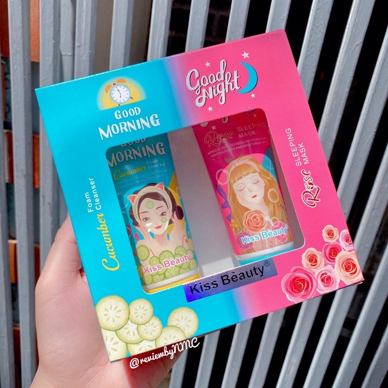 Bộ 2 trắng da ngăn ngừa mụn Kiss Beauty,set bộ 1 tuýp sữa rửa mặt & 1 tuýp nạ ngủ Rose
