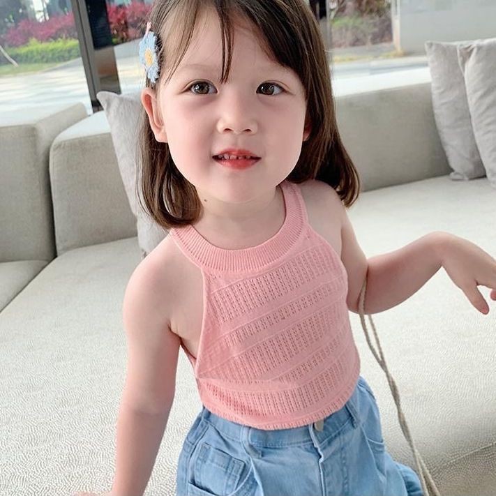 Children's T shirt baby clothing in the new summer of 2021 girl baby dress children's top summer thin breathable comfortable soft knit sleeveless tank top