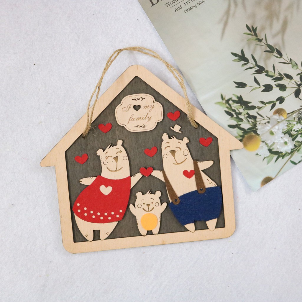 Bảng treo trang trí BA10 gia đình ba gấu