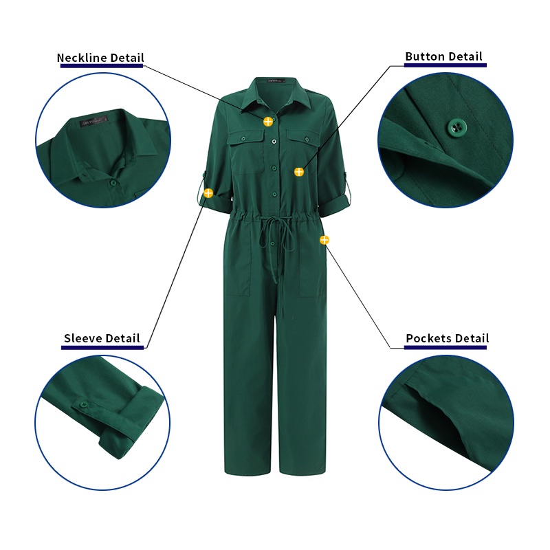 Jumpsuit Zanzea dài lưng thun dây rút màu trơn thời trang cho nữ