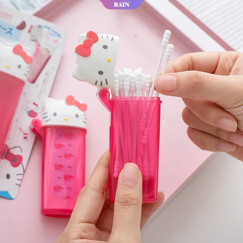 SANRIO Hộp Đựng Tăm Bông/Giăm Xỉa Răng Hình Hello Kitty Hoạt Hình Sáng Tạo