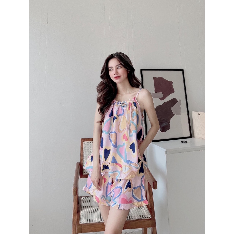 Đồ bộ đùi 2 dây vải tole F21 (42-68kg)