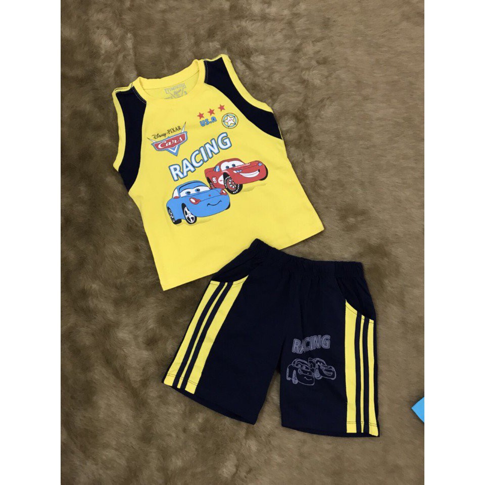 Bộ thun sát nách bé trai in xe hơi MC Queen