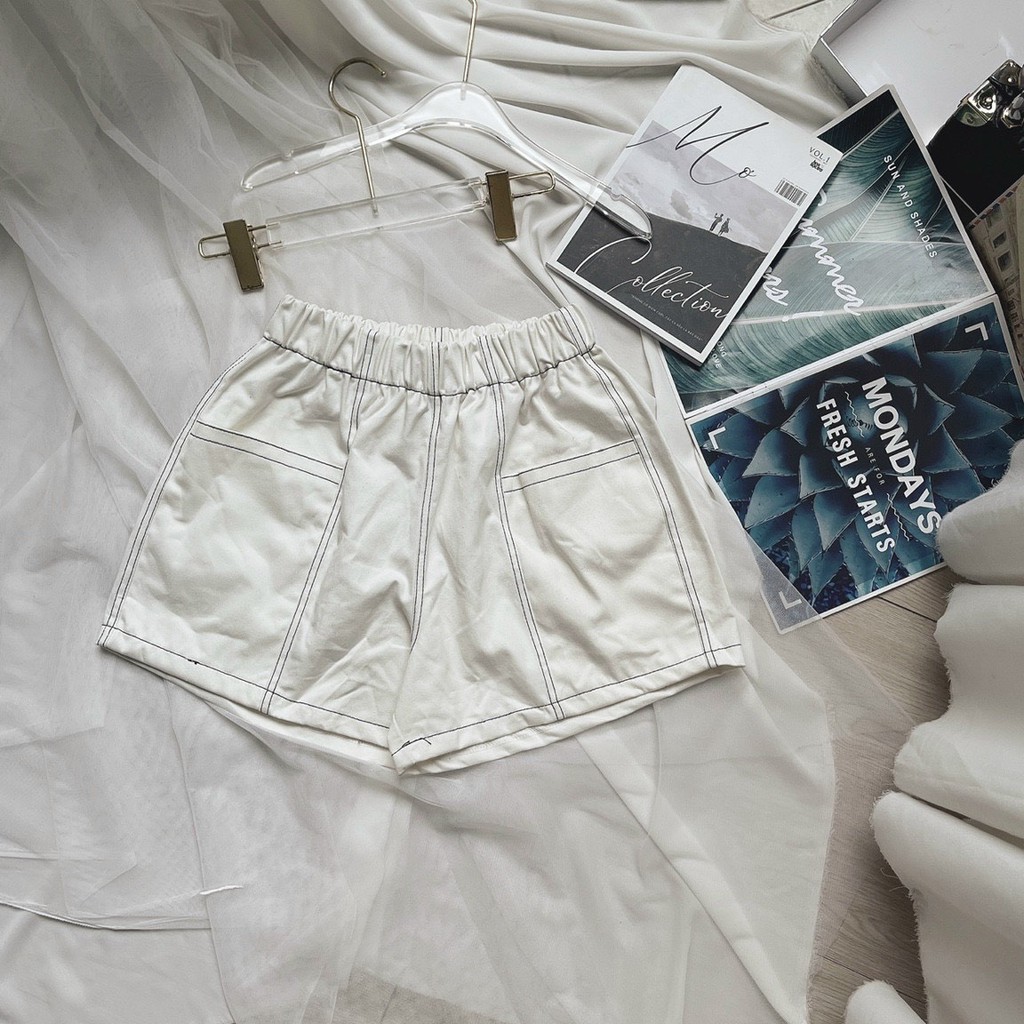 [ KÈM VIDEO ]Quần short nữ lưng thun chỉ nổi đơn giản dễ phối đồ xịn xò mẫu mới về [kèm video mộc]