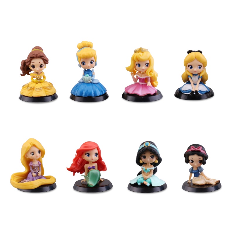 Set 8 Mô Hình Công Chúa Disney Bằng Pvc Dùng Trang Trí Bánh Kem