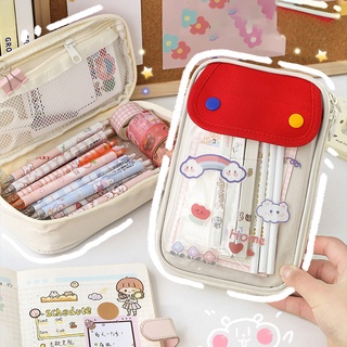 Korean Ins PVC Large Capacity Pencil Box Make Up Organizer Pencil Case for Girl Transparent Zipper