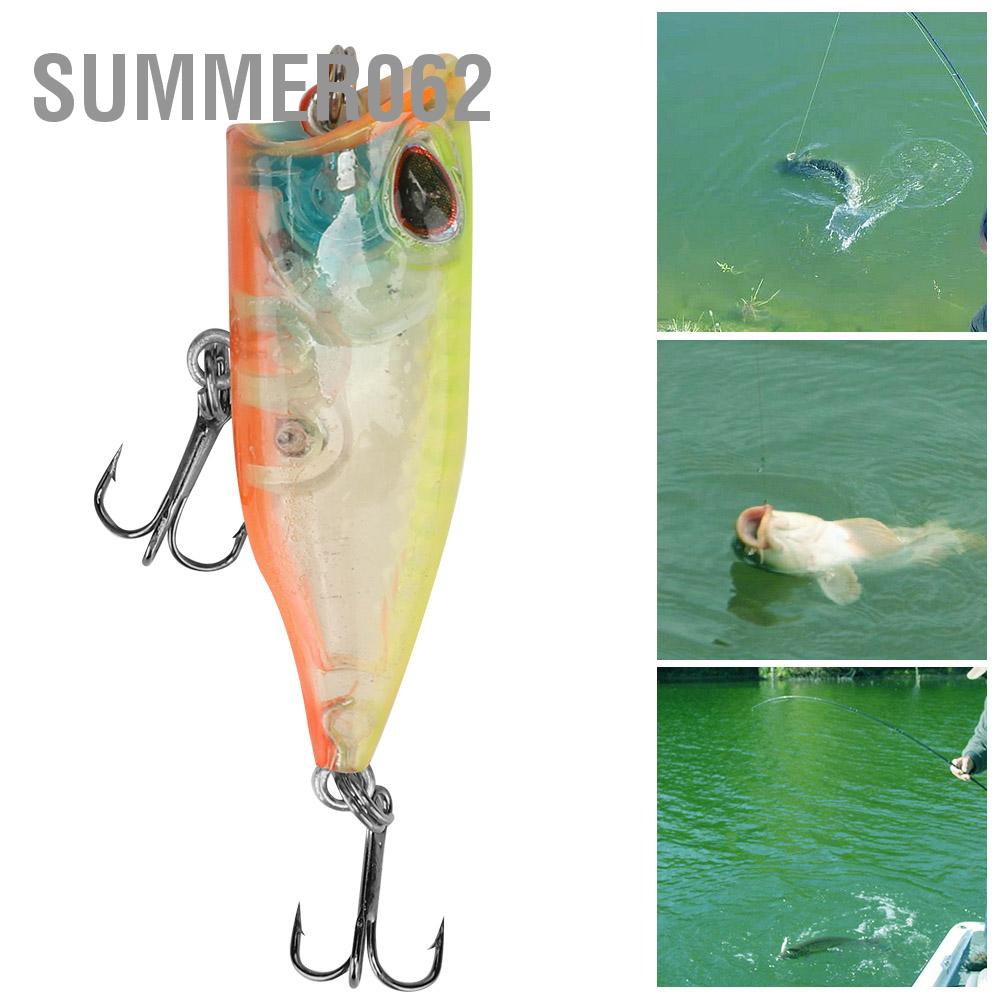 Summer062 5PCS Plastic Mini Popper Floating Artificial Bait Fishing Lures Fish Tackle Accessory