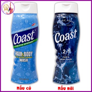 Sữa tắm gội Coast cho nam 2in1 làm sạch cơ thể và ngăn mùi hiệu quả 532ml Mỹ