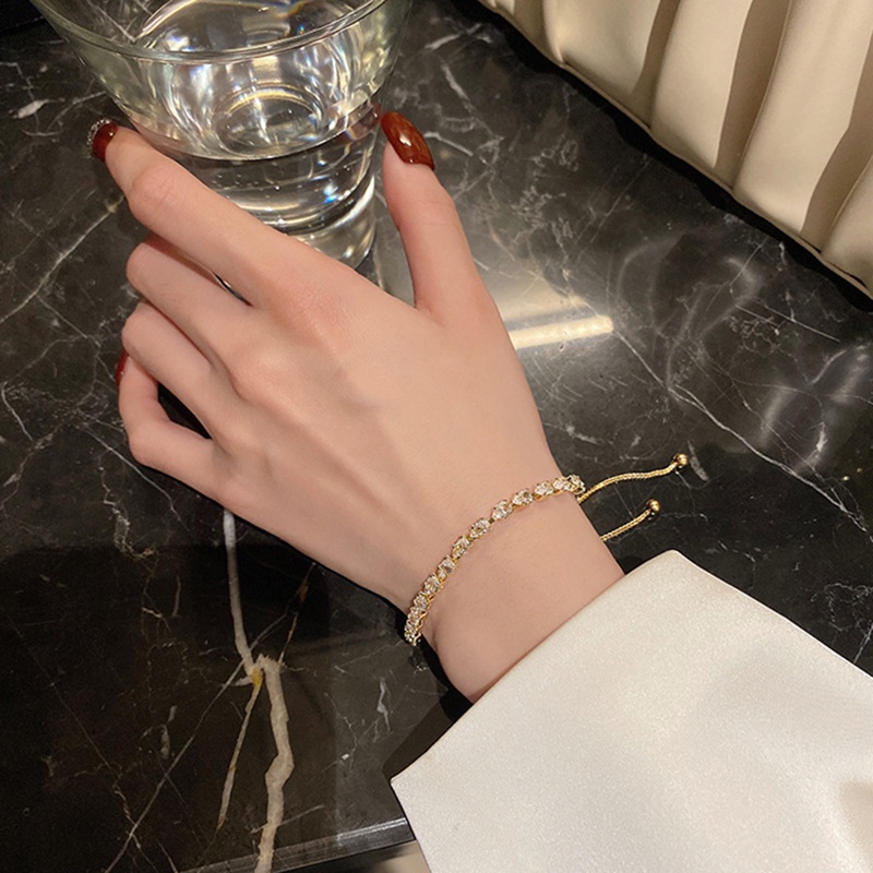 Fancy Vòng Tay Đính Đá Zircon Lấp Lánh Đơn Giản Sang Trọng Có Thể Điều Chỉnh Thời Trang Dự Tiệc Cho Nữ