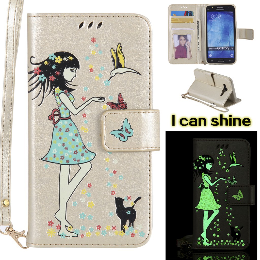 Bao da dạ quang họa tiết cô gái và mèo cho Samsung Galaxy J7 Prime | BigBuy360 - bigbuy360.vn