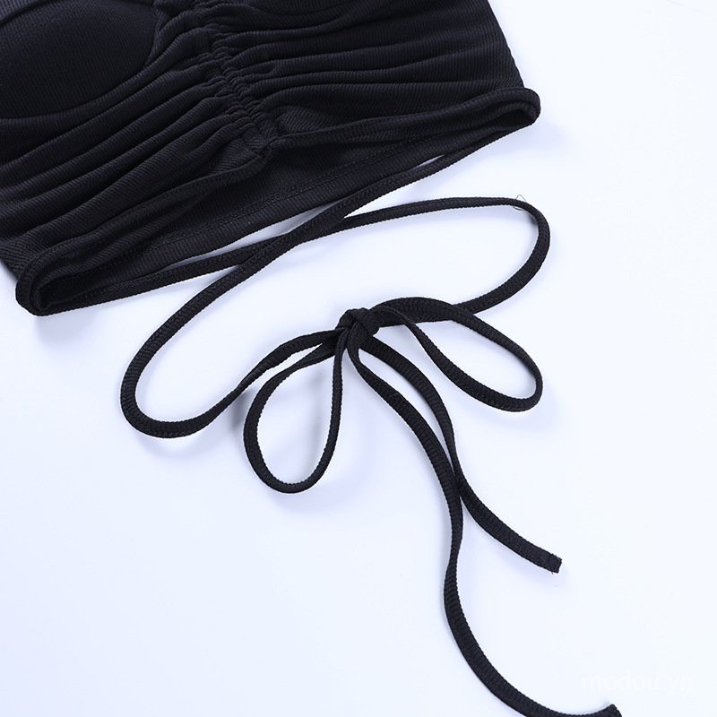 Áo Lửng Hai Dây Phối Dây Rút Gợi Cảm Cho Nữ