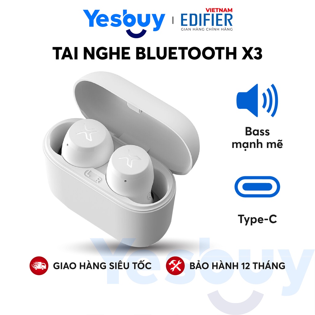 Tai nghe Bluetooth 5.0 EDIFIER X3 Âm thanh Stereo - Chống nước IP55 - Thích hợp học tập và làm việc trực tuyến (online)