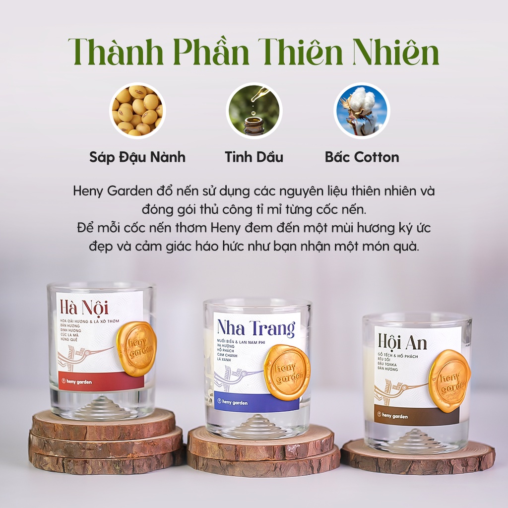 Nến Thơm Đất Việt HENY GARDEN Thư Giãn Mùi Hương Dễ Ngủ Phối Cảm Hứng Từ Địa Danh Việt Nam