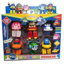 Hộp 6 con Robocar poli biến hình thành ô tô và robot