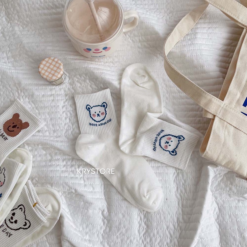 Set 5 đôi tất gấu Lucky cao cổ chất đẹp ST05