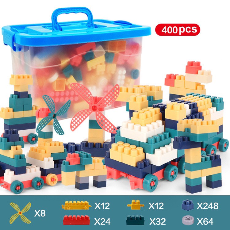 Bộ 200 khối đồ chơi xếp hình mô hình các bằng khối lớn cho bé