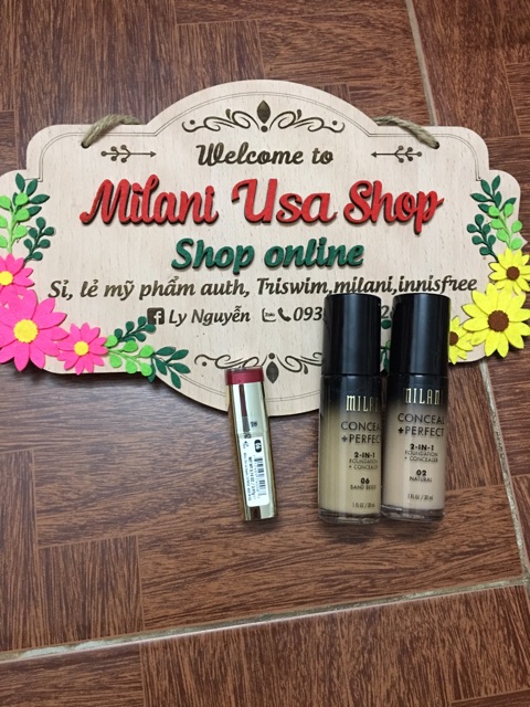 Combo 2 kem nền 2in1 Milani và 1 son kem Milani siêu lì tone 06 | BigBuy360 - bigbuy360.vn
