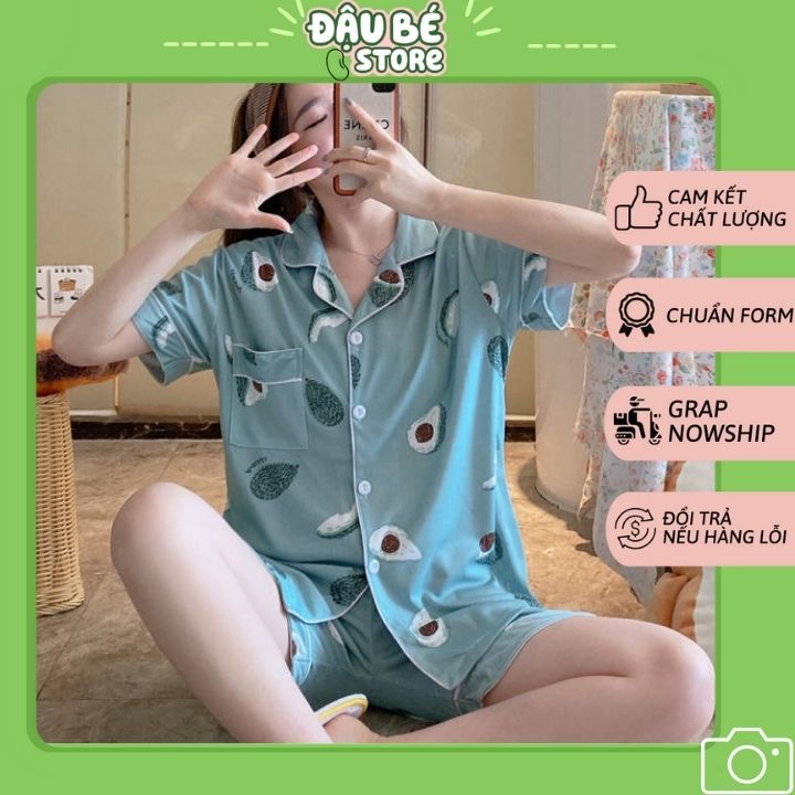 Bộ Ngủ Quả Bơ Ulzzang Cute Form Rộng - Pijama Hè Bộ Mặc Nhà Ngắn Tay Hot Trend - Daube - S016