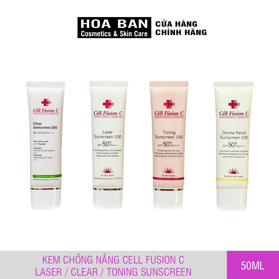 Kem chống nắng Cell Fusion C Laser / Clear / Toning Suncreen Đỏ / Xanh