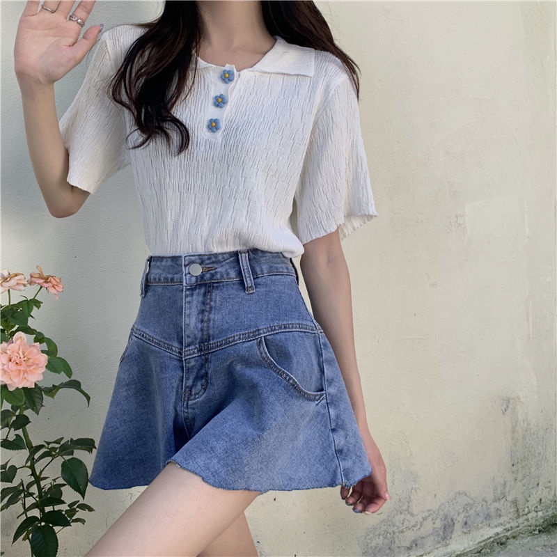 Áo Thun Dệt Kim Tay Ngắn Cổ Polo Thiết Kế Mới Thời Trang Mùa Hè Dành Cho Nữ