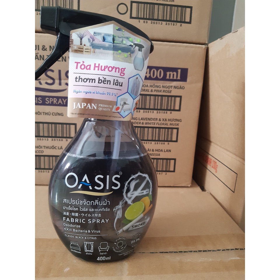 Xịt khử mùi & Ngăn ngừa vi khuẩn trên vải Oasis Chai 400ml