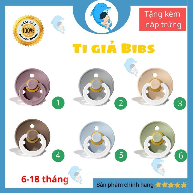 Ti giả Bibs Color Cho Bé Sơ Sinh Siêu Mềm Từ Cao Su Thiên Nhiên Tặng Kèm Nắp Trứng Chính Hãng Đan Mạch