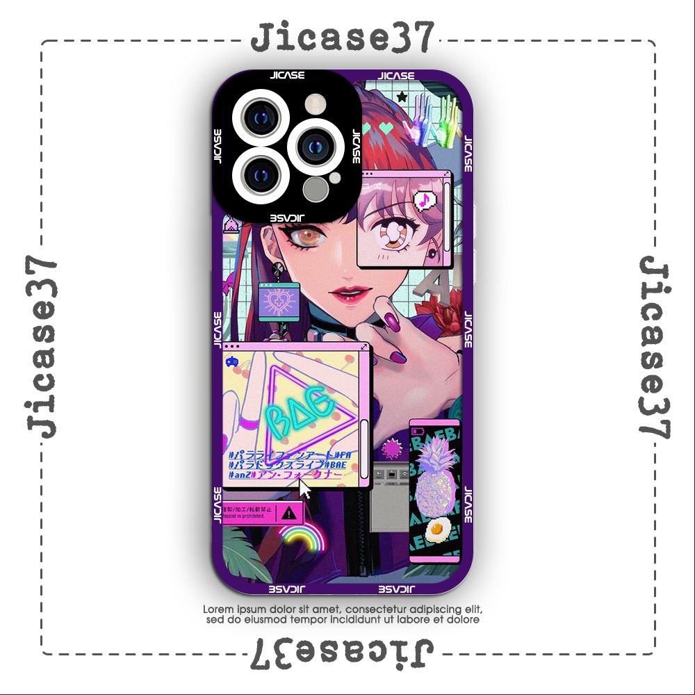 Ốp lưng iPhone Cạnh Vuông Jicase Rắn trắng nền đen