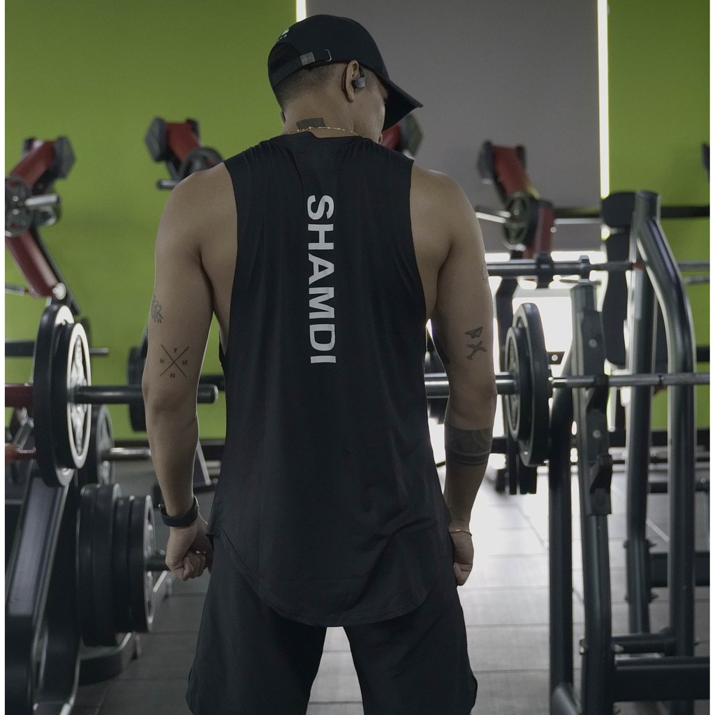 Áo thun ba lỗ tập gym nam SHAMDI áo tập gym nam tank top, rộng sát nách, co giãn tốt - 943