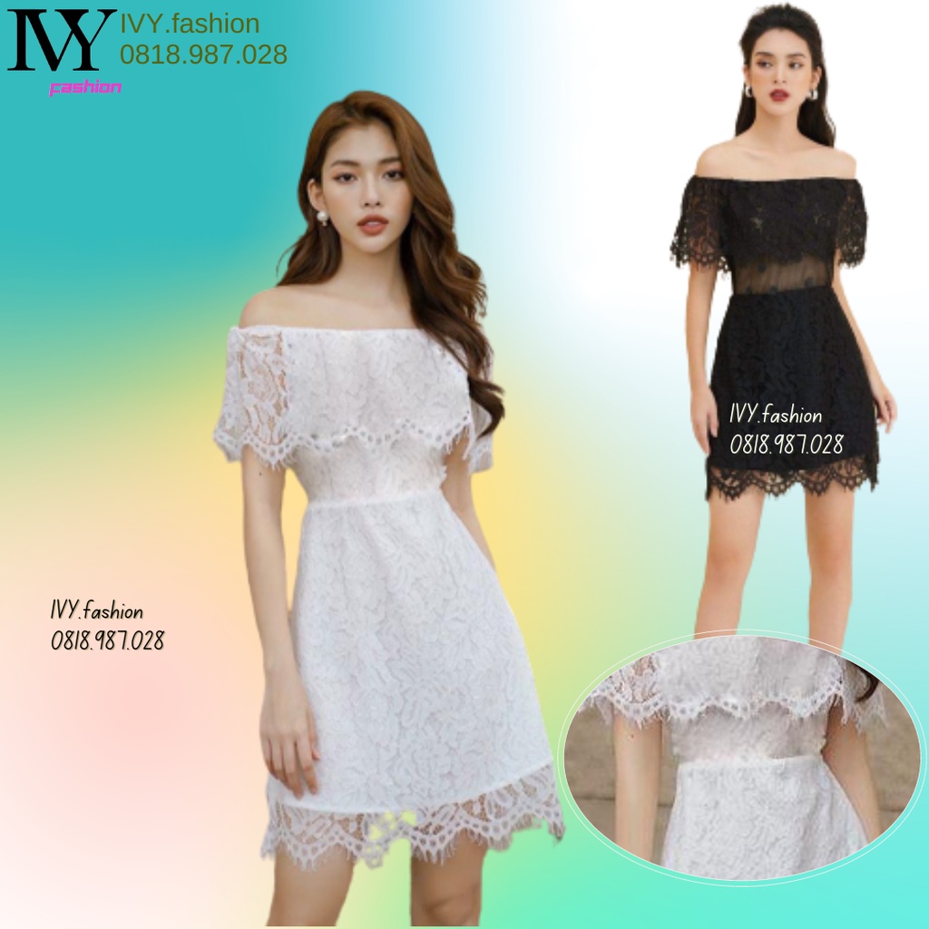 Đầm ren trắng thiết kế trễ vai xinh xắn Sydney ivy.fashion đi biển dự tiệc dạo phố bigsize gợi cảm sexy