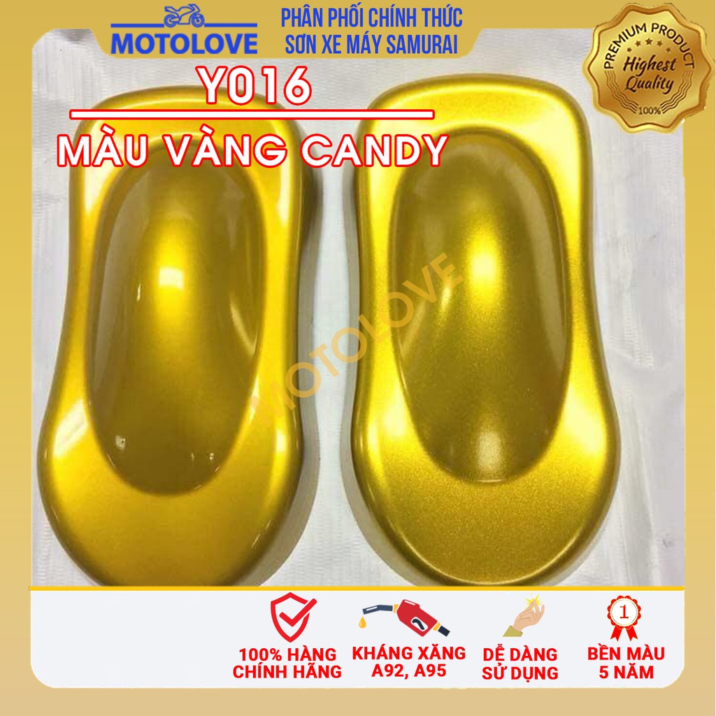 Sơn Samurai vàng candy Y016 - chai sơn xịt cao cấp dành cho dân độ xe đẳng cấp