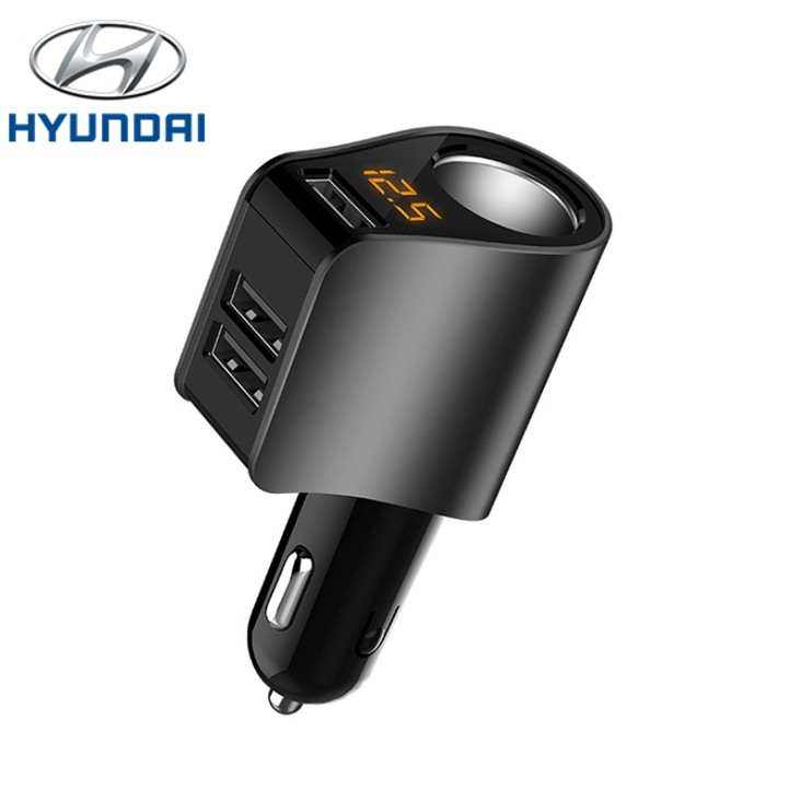 Tẩu sạc điện thoại trên ô tô nhãn hiệu Hyundai HY-10 Công suất 80W kết hợp 3 cổng sạc USB - Bảo hành 6 tháng