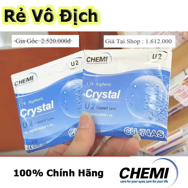 Tròng kính SIÊU MỎNG 1.74 Chemi (1 cặp )- Chính Hãng