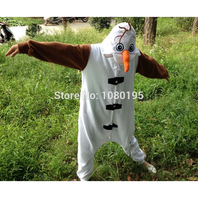 Anime Olaf snowman Costume Pajamas Cosplay Kids Boys Girls White jumpsuit Adult Christmas Xmas Party Dress