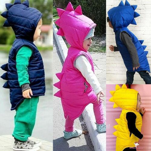 Áo Khoác Hoodie Không Tay Có Khóa Kéo In Hình Khủng Long Dành Cho Bé Trai Gái