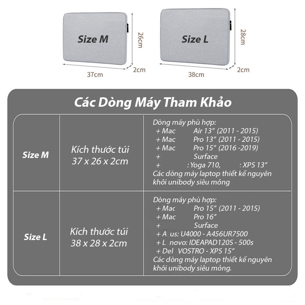 Túi Chống Sốc Macbook Laptop BUBM 13Inch 15 Inch Không Thấm Nước