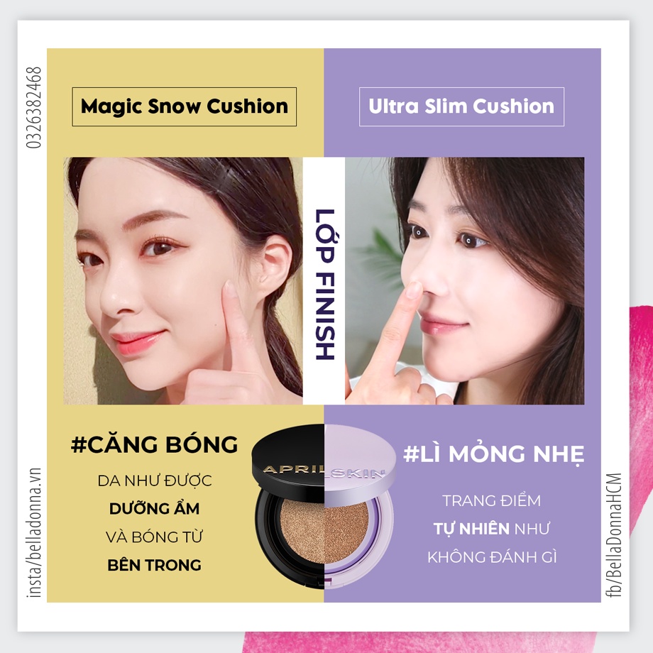 Phấn Nước Mỏng Nhẹ, Che Phủ Tốt AprilSkin Cushion SPF50+/PA+++ 15g