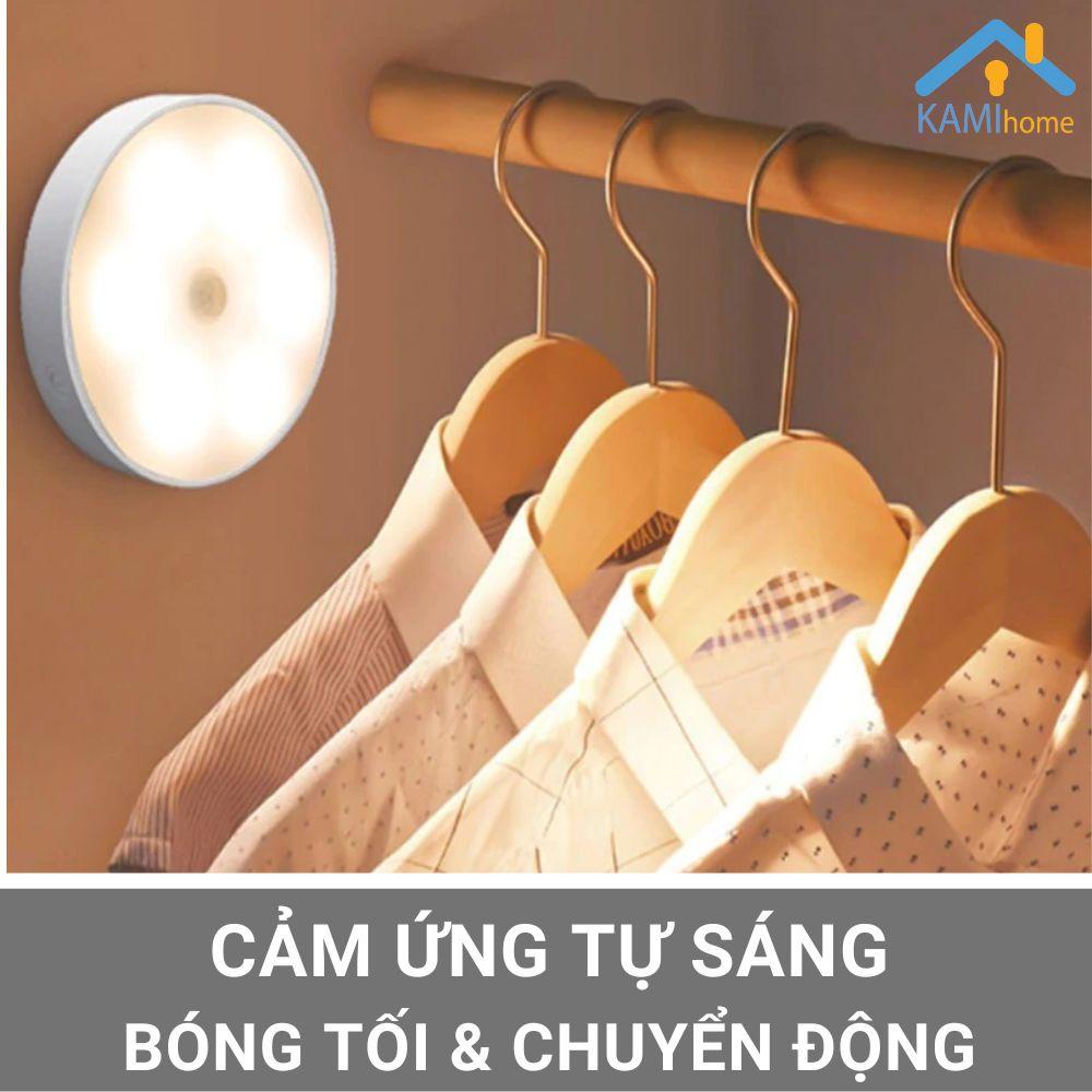 Đèn ngủ cảm ứng chuyển động và bóng tối hình Tròn pin sạc tích điện mã 26019