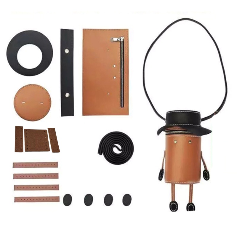 Túi Xách Bucket Da Pu Hình Trụ Mini Làm Thủ Công Thiết Kế Dễ Thương