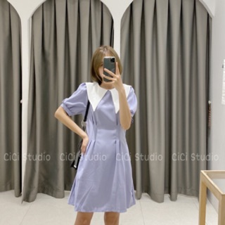 Váy xoè cổ vạt, váy xoè chiết eo - Ảnh tự chụp