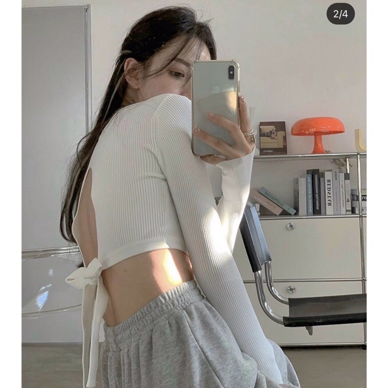 Áo croptop thun gân len tăm cổ timgb/na
