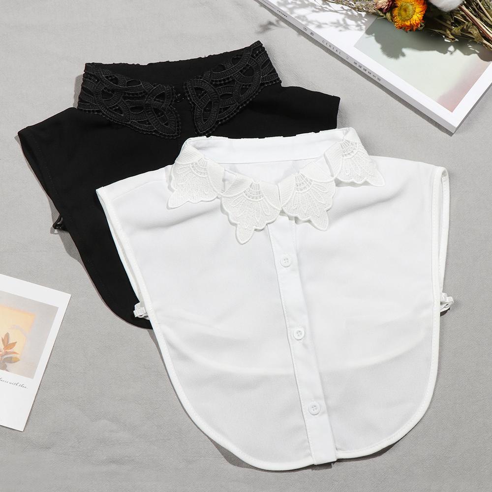 Cổ Áo Sơ Mi Giả Thêu Ren Màu Trắng Đen Thời Trang Cho Nam Và Nữ