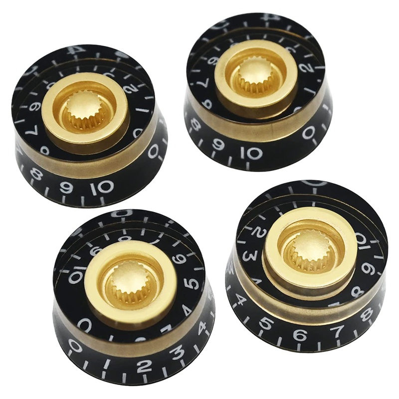 Set 4 Nút Điều Chỉnh Tốc Độ Âm Lượng Cho Đàn Guitar Điện Les Paul LP Màu Vàng Trong Suốt