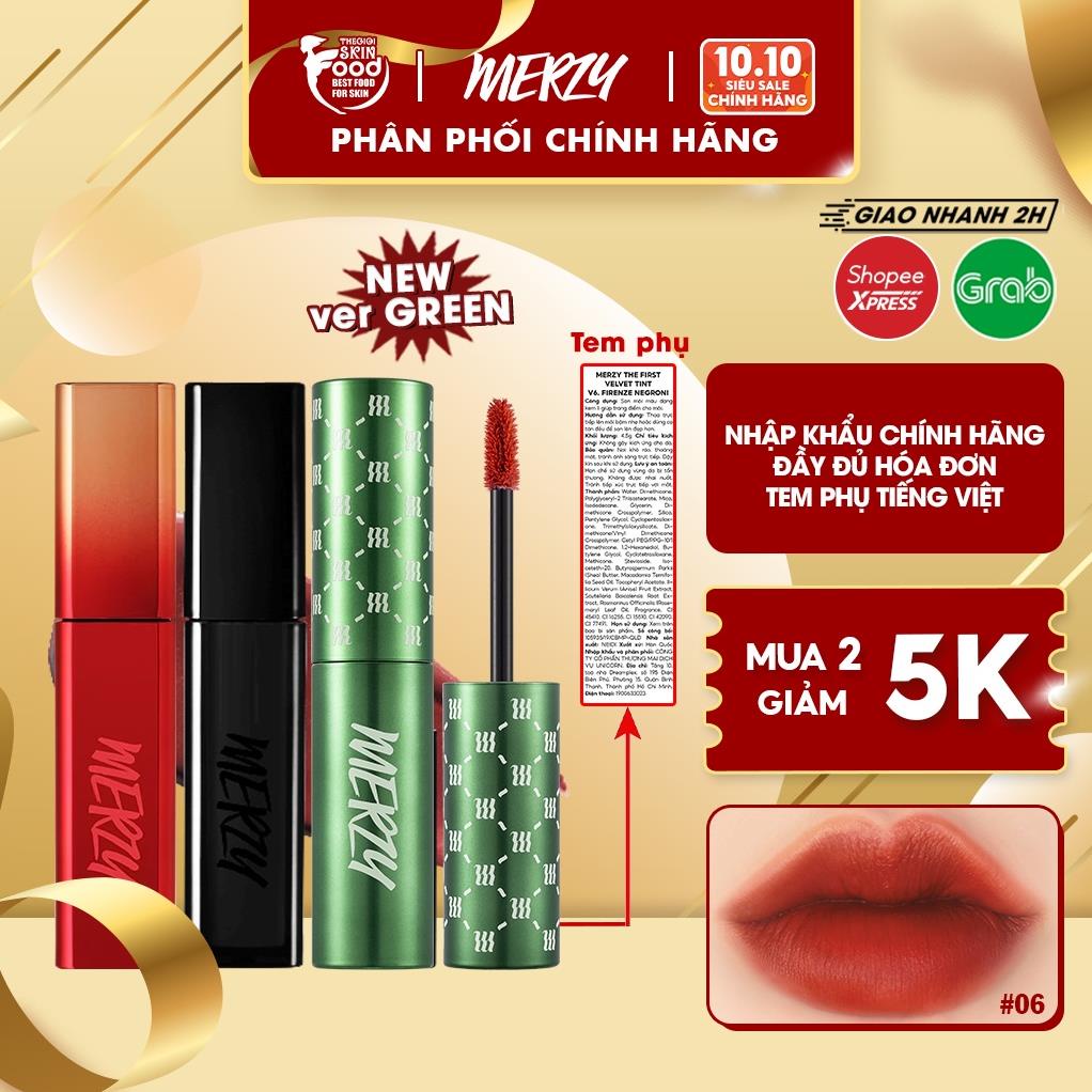 [NEW] Son kem siêu lì, siêu mịn Hàn Quốc Merzy The First Velvet Tint (V6 Green vỏ xanh, V16, V17, V25, V27) ©️