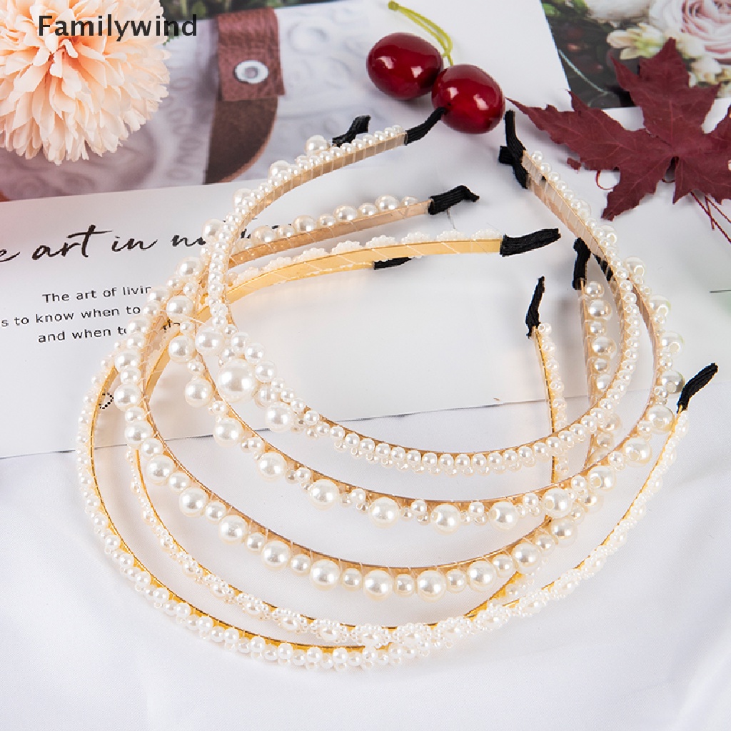 Familywind &gt; Băng Đô Hoa Thắt Nơ Đính Ngọc Trai Nhân Tạo Handmade Phong Cách Hàn Quốc Cho Nữ