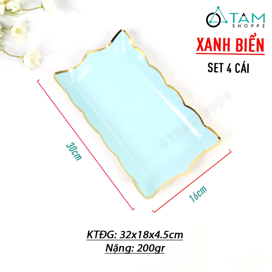 Đĩa giấy trang trí tiệc màu pastel chữ nhật  DG-01