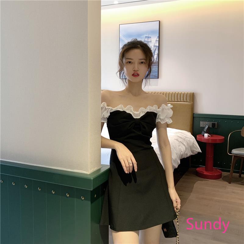 Đầm trễ vai phối ren hoa phong cách thanh lịch cho nữ